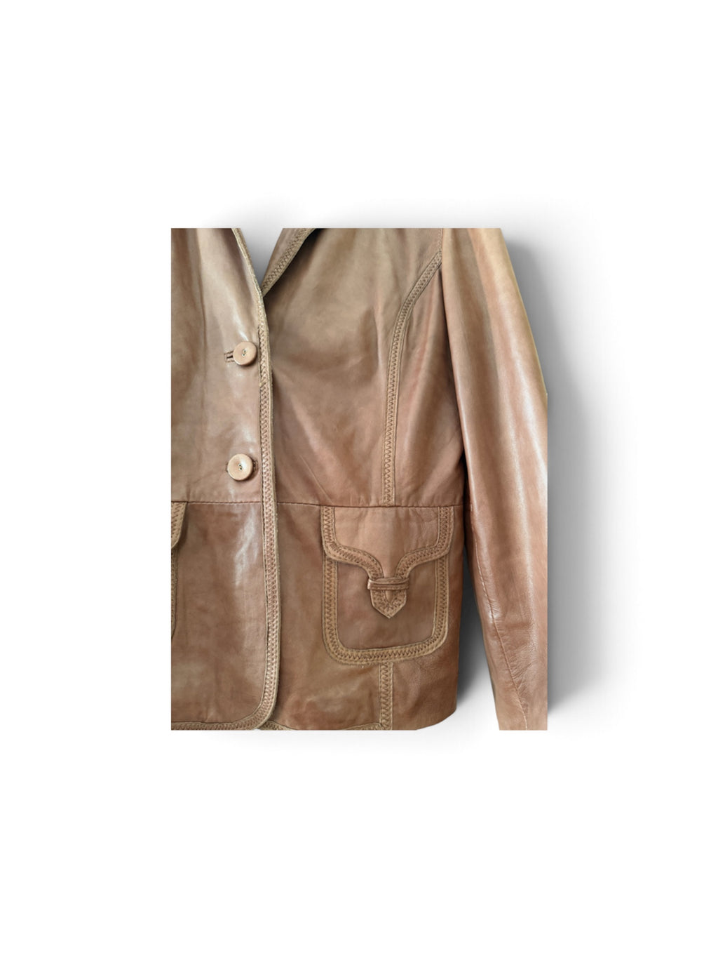 Blazer Veste en Cuir Véritable Oakwood Marron Vintage