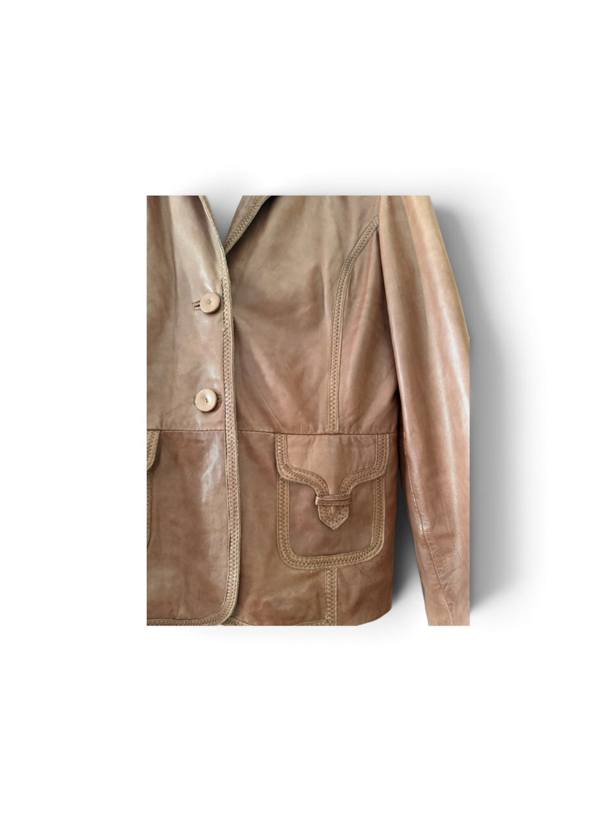 Blazer Veste en Cuir Véritable Oakwood Marron Vintage