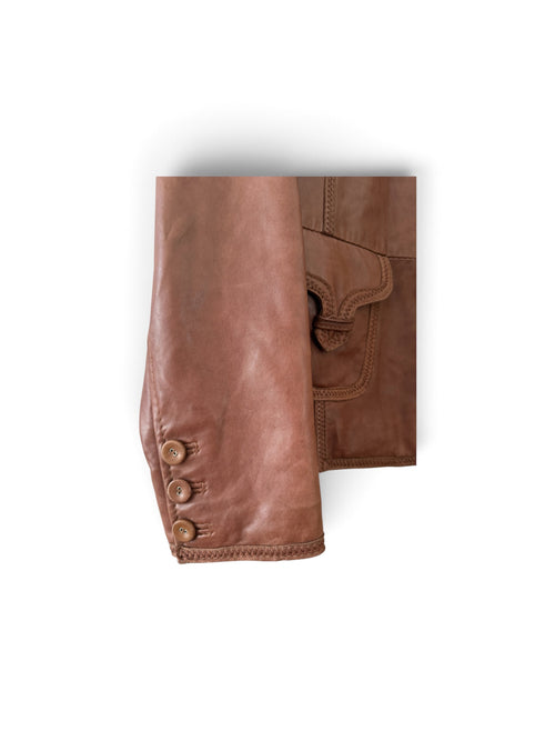 Blazer Veste en Cuir Véritable Oakwood Marron Vintage