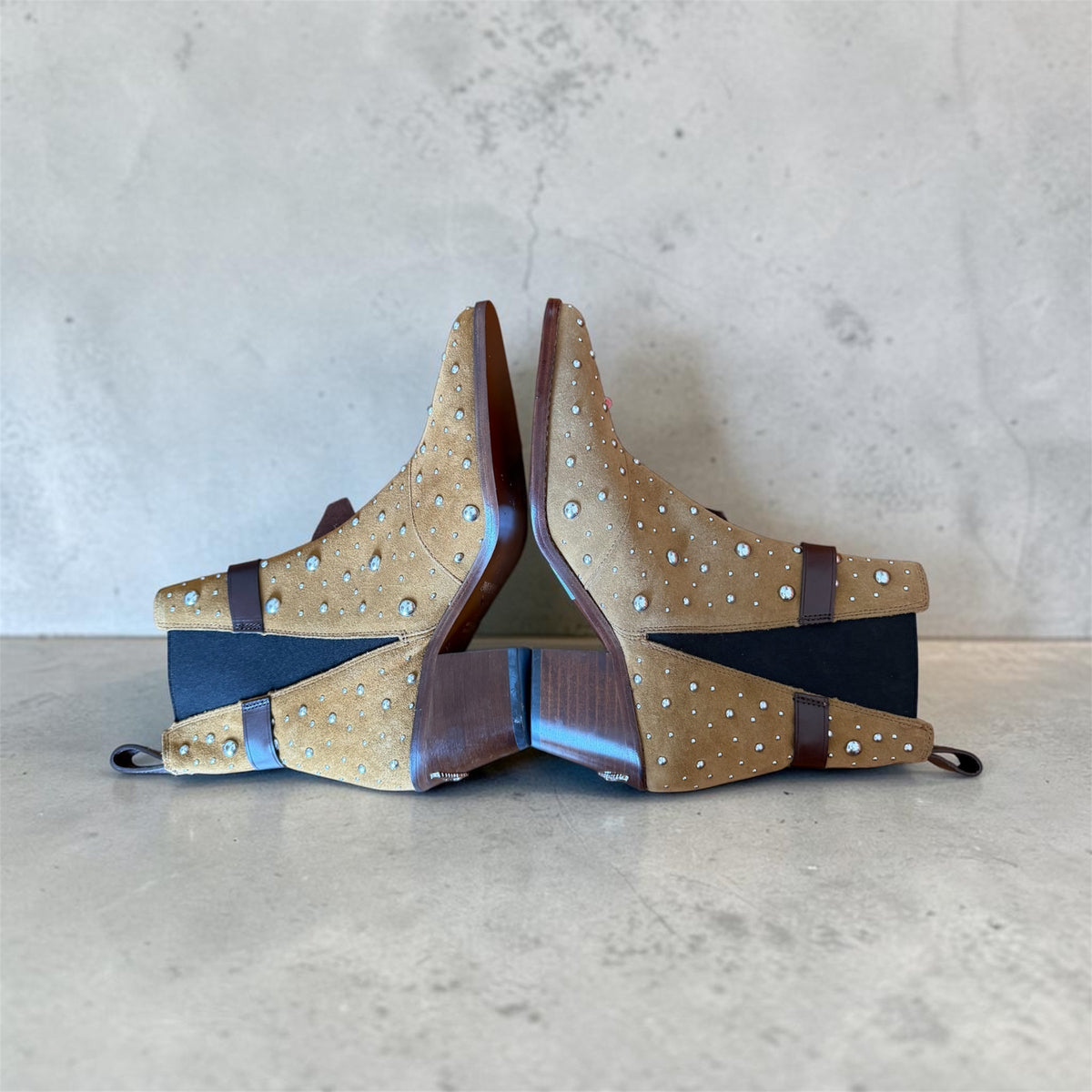 Bottines Western Studdées Zadig & Voltaire – Daim Marron / Clous Métalliques