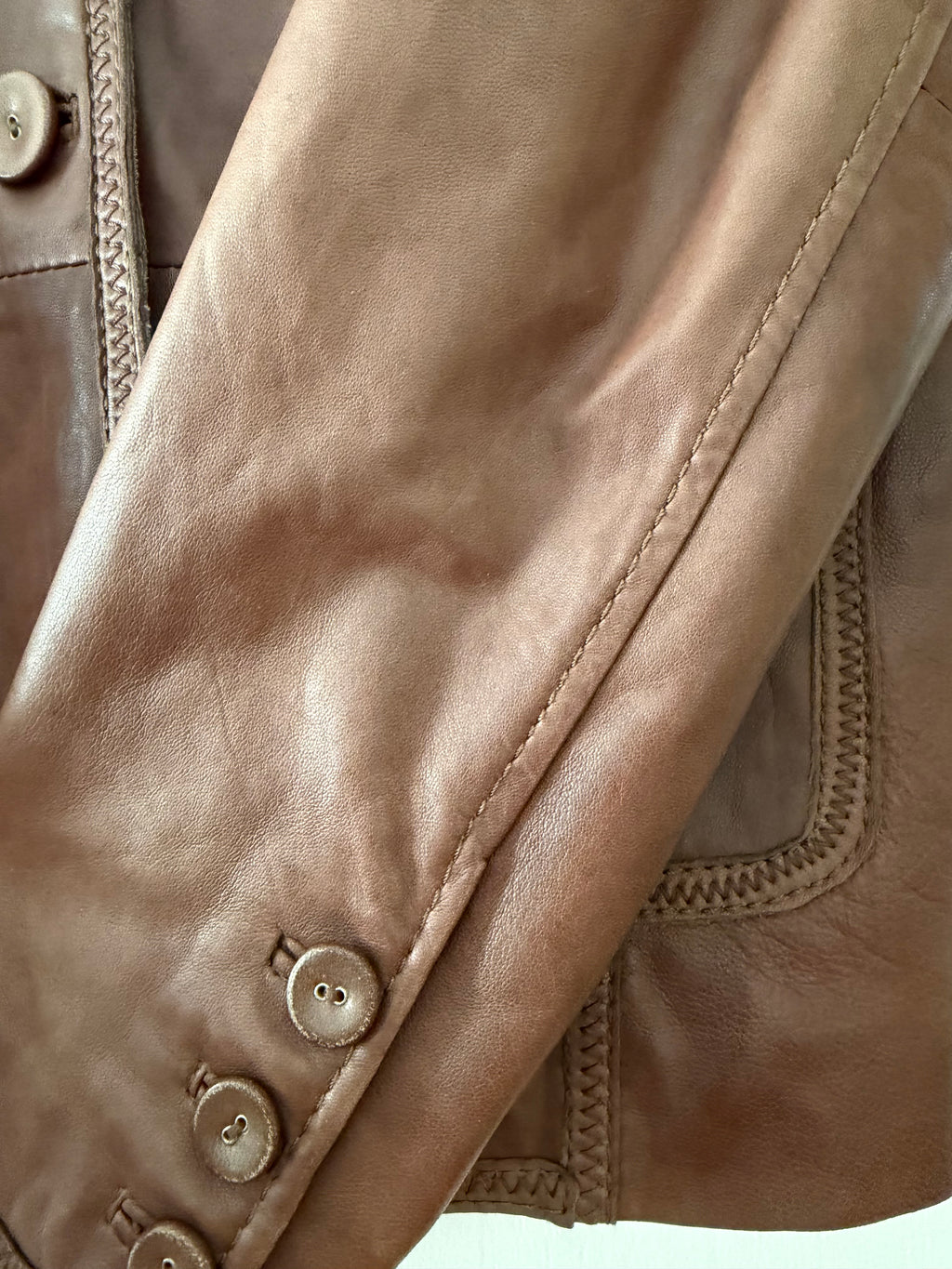 Blazer Veste en Cuir Véritable Oakwood Marron Vintage