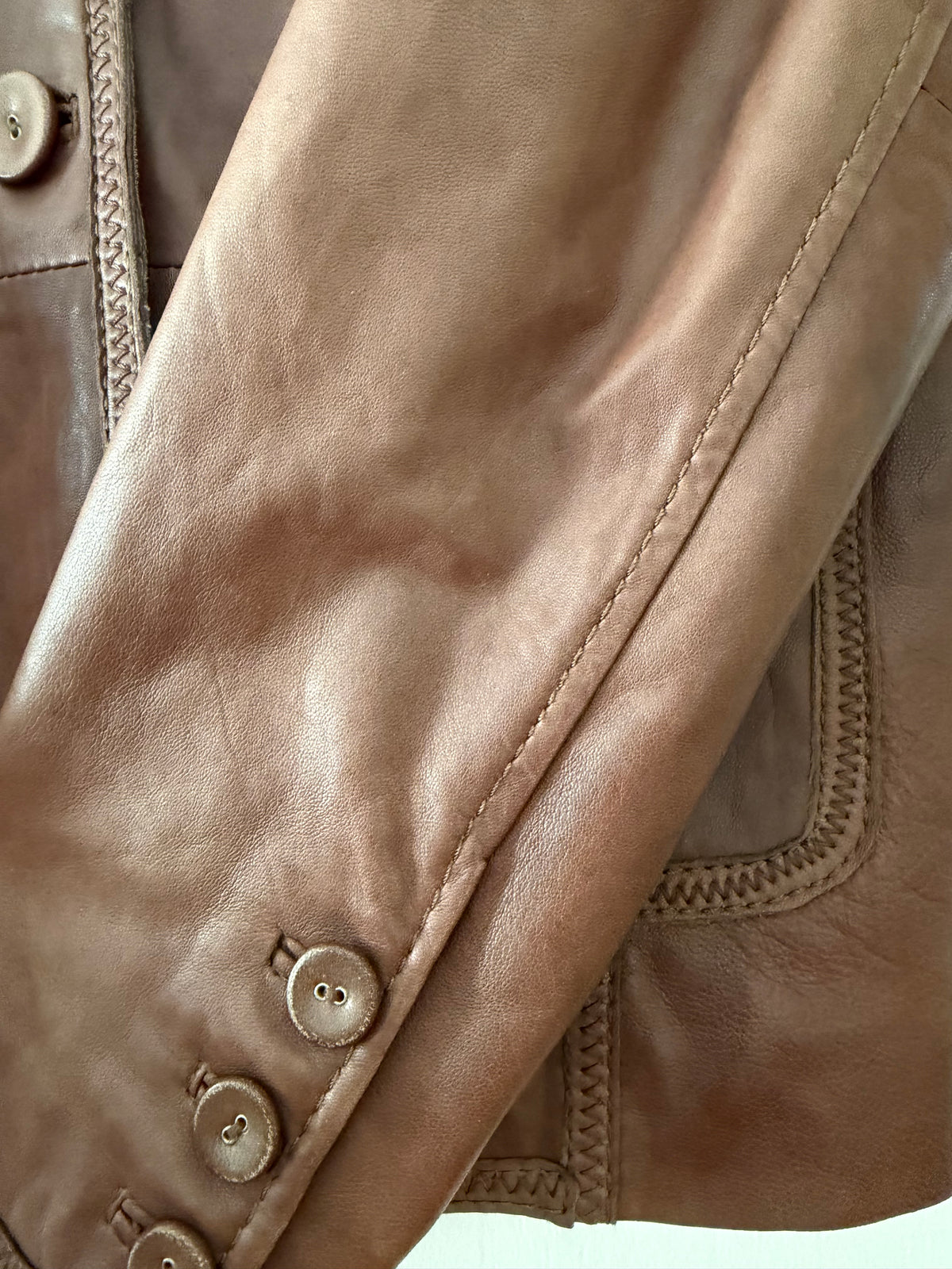 Blazer Veste en Cuir Véritable Oakwood Marron Vintage