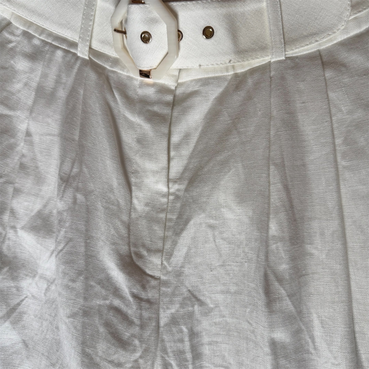 Pantalon ample en lin blanc avec ceinture Zimmermann