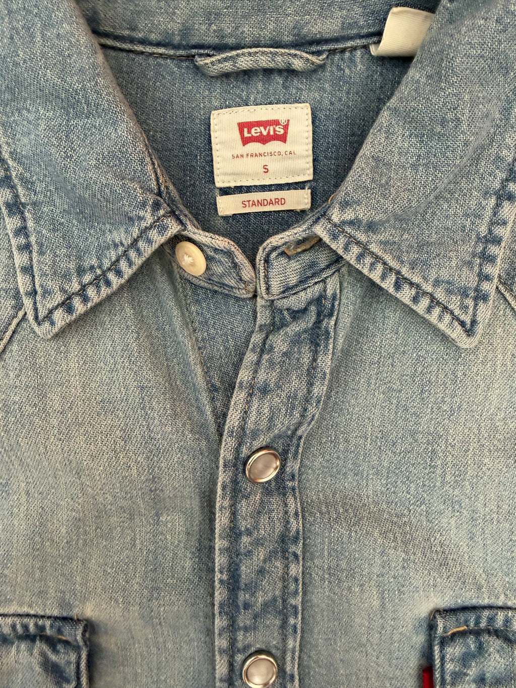 Chemise Western en Jeans Lévis Délavage Clair