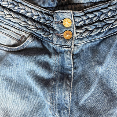 Jean évasé en denim avec taille tressée Sandro