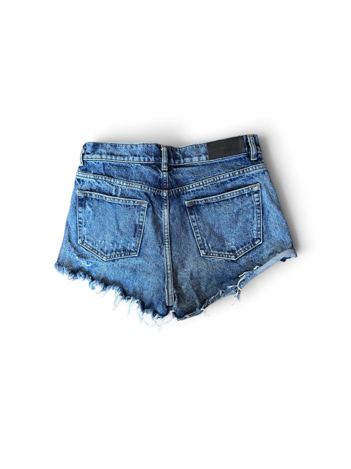 Short en Jean Vintage "The Kooples" Bleu Délavé avec Piercing et Effet Destroy