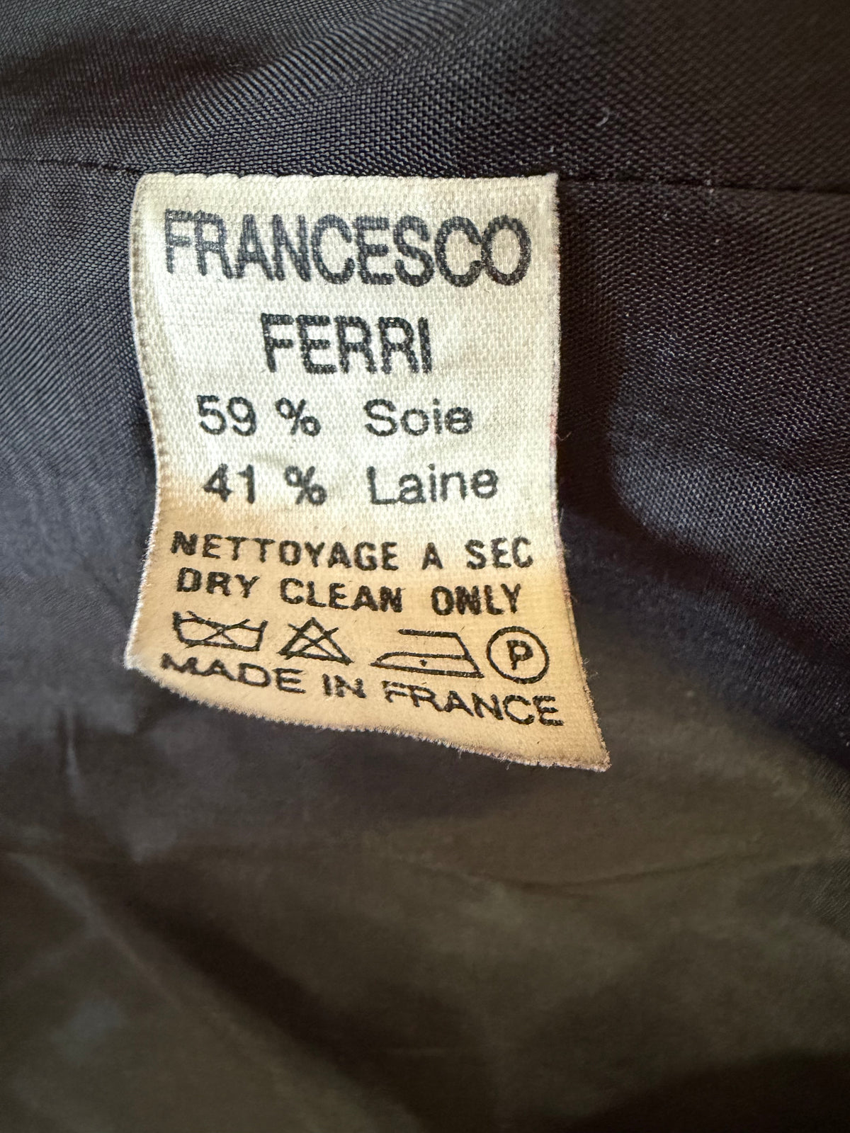 Veste Blazer Vintage Asymétrique en Soie & Laine "Francesco Ferri Paris" Imprimé Artistique