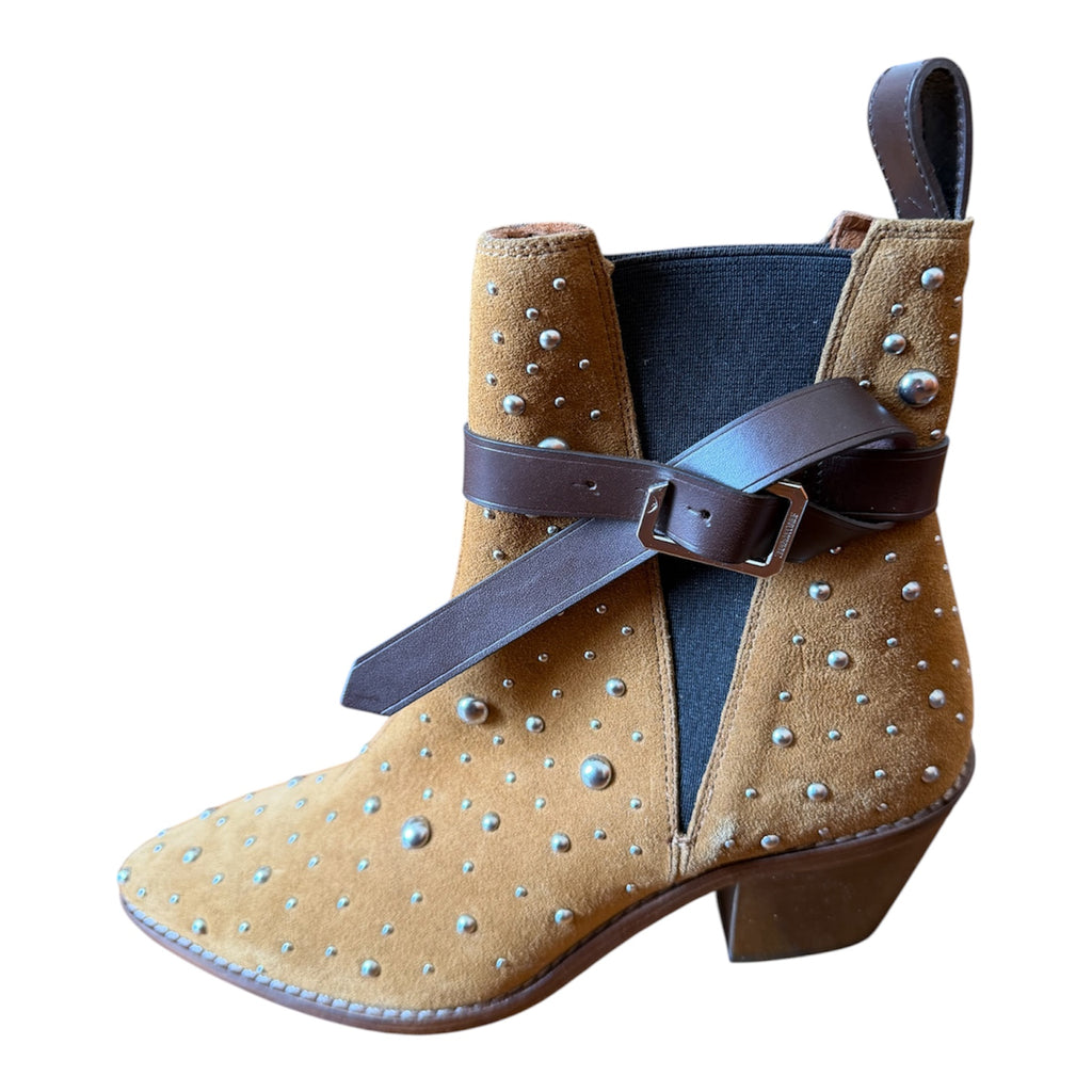 Bottines Western Studdées Zadig & Voltaire – Daim Marron / Clous Métalliques