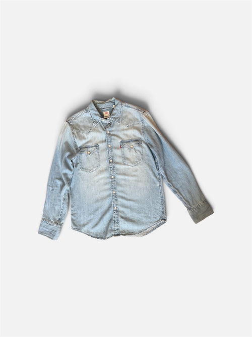 Chemise Western en Jeans Lévis Délavage Clair