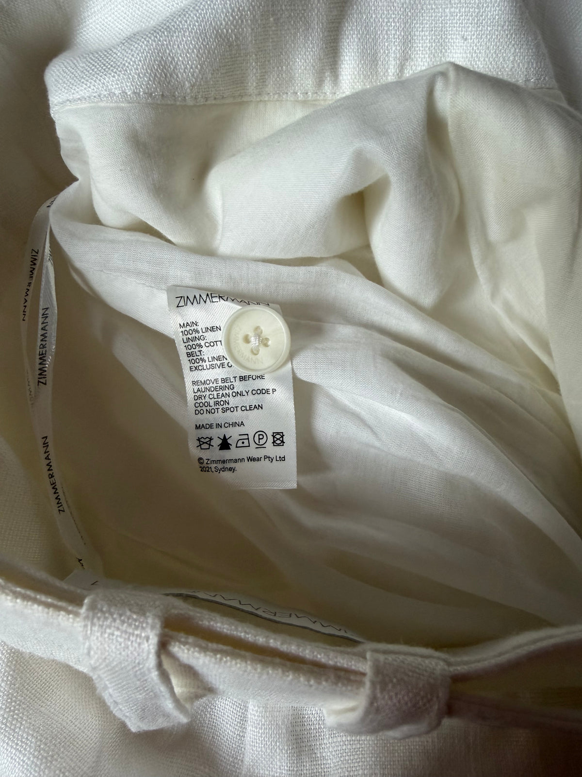 Pantalon ample en lin blanc avec ceinture Zimmermann