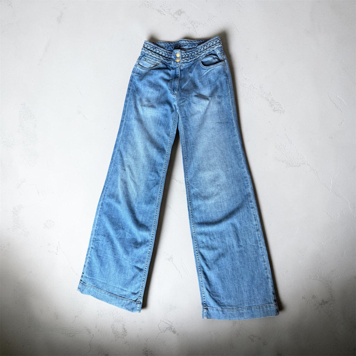 Jean évasé en denim avec taille tressée Sandro