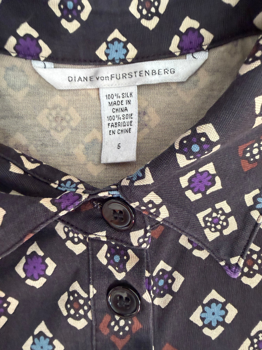 Robe Chemise vintage en Soie Imprimée "Diane von Furstenberg"