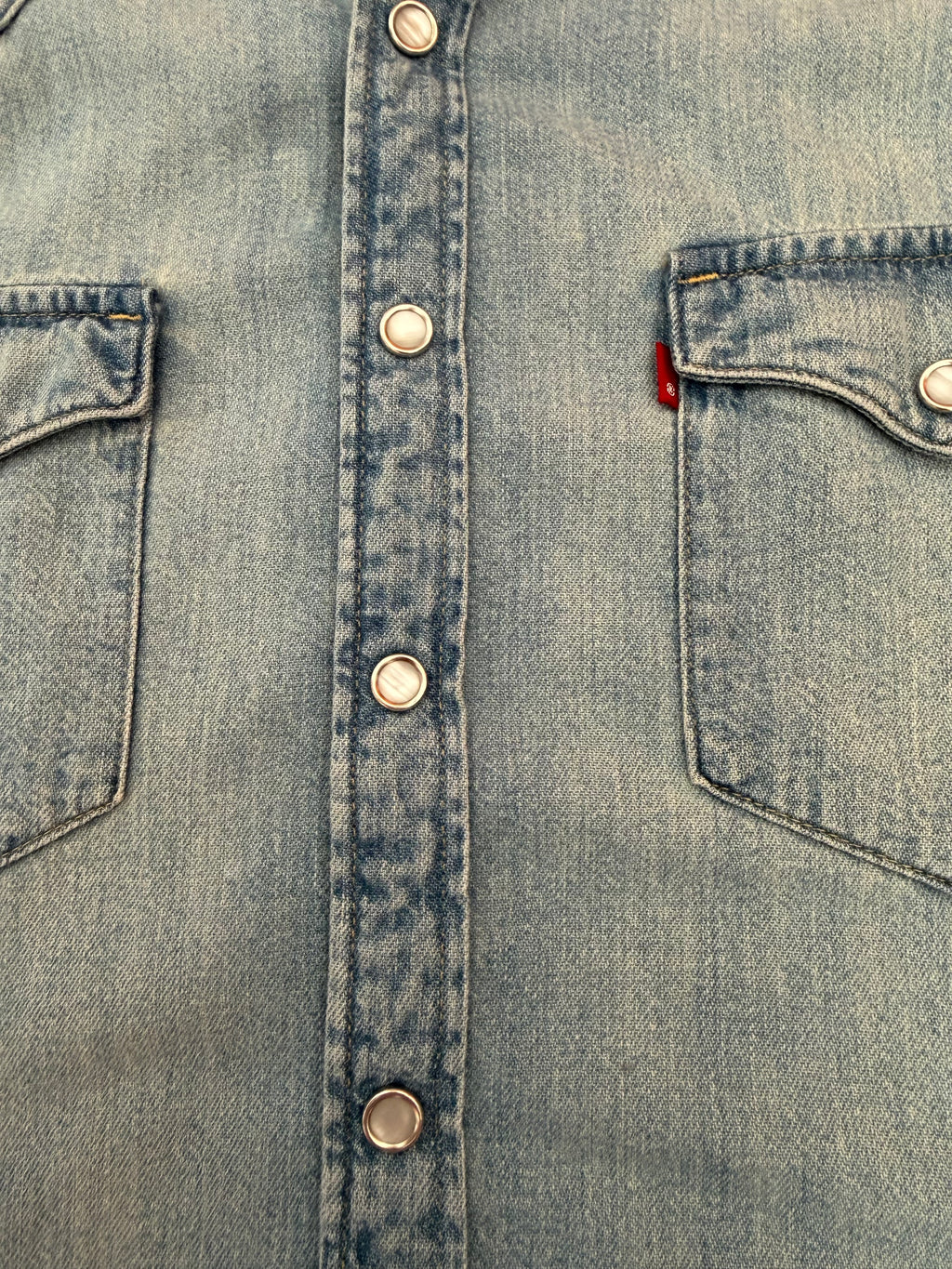 Chemise Western en Jeans Lévis Délavage Clair